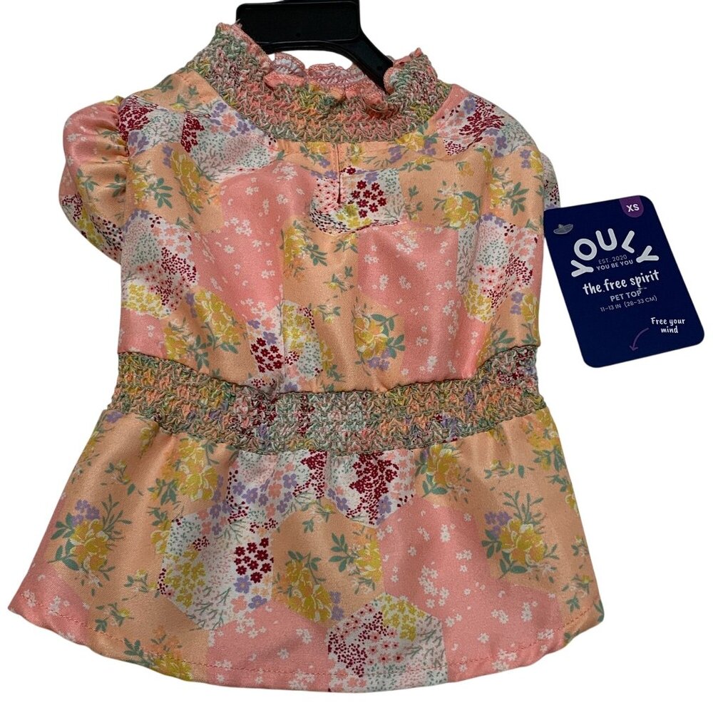 Youly The Free Spirit XS Floral Smock Top Pet Dog Shirt 11-13 Inches‎ New NWT